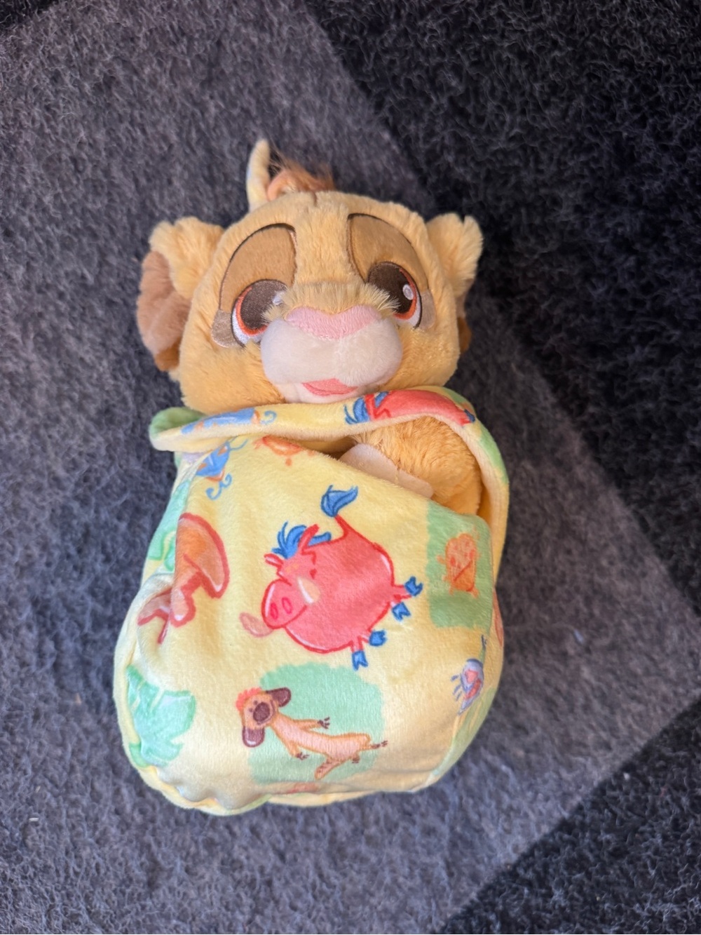 Walt Disney Plush Baby Simba in Yellow Swaddle - Kids Toys Blanket